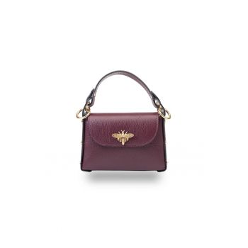 Geanta dama din piele naturala bordo Iris