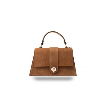 Geanta dama din piele naturala Veronawqdfwq - Maro deschis