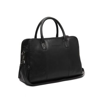 Geanta de dama din piele naturala -  Layton - Negru - 35 x 13 x 24 cm