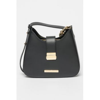 Geanta de piele cu bareta ajustabila - Negru