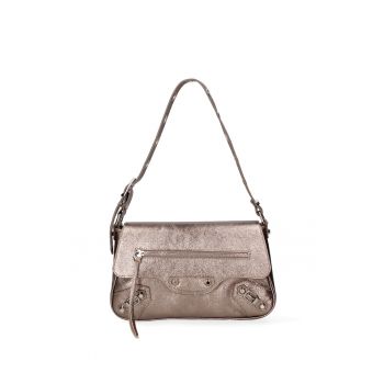 Geanta de piele cu bareta de umar - Bronz