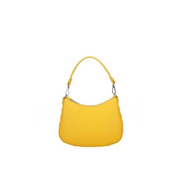 Geanta de piele cu bareta si nituri - Galben