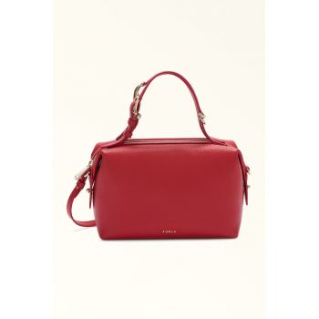 Geanta de piele cu maner si bareta aditionala Boston - Rosu