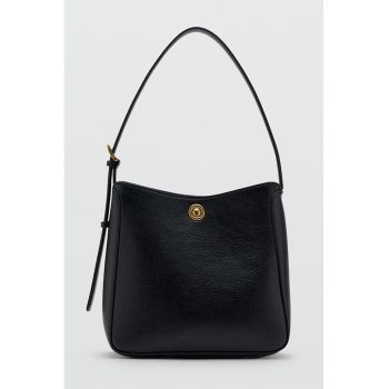 Geanta de piele ecologica cu bareta ajustabila - Negru