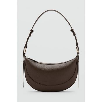 Geanta de piele ecologica cu bareta de umar - Maro inchis