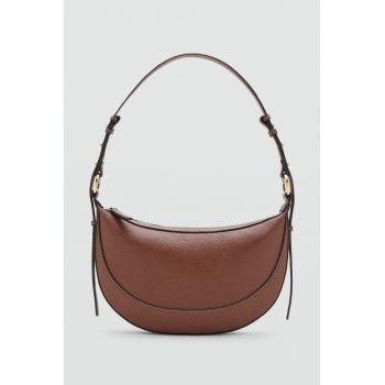 Geanta de piele ecologica cu bareta de umar - Maro scortisoara