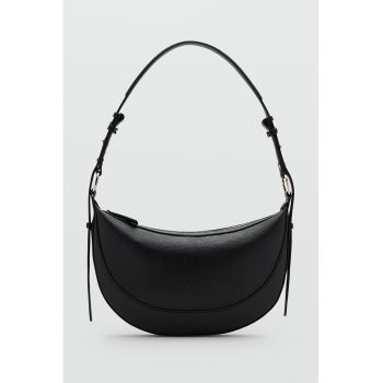 Geanta de piele ecologica cu bareta de umar - Negru