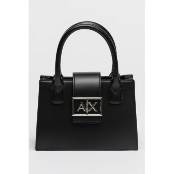 Geanta de piele ecologica cu bareta de umar - Negru