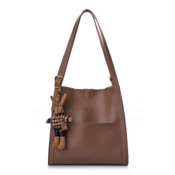 Geanta de umar cu accesoriu iepure - Maro