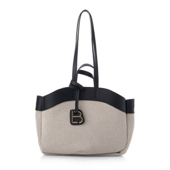 Geanta de umar cu detalii din piele ecologica - Diverse culori - Negru - 23 x 35 x 15 cm