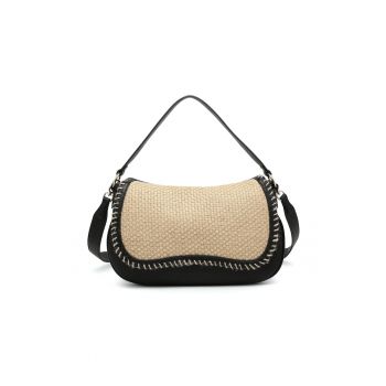 Geanta de umar cu insertie tesuta - Negru