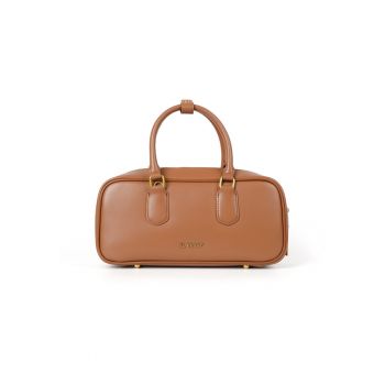 Geanta de umar din piele naturala Dorotha - Beige inchis