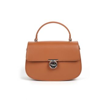 Geanta de umar din piele naturala Justa - Beige inchis