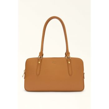 Geanta din piele cu maner Boston - Caramel