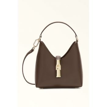 Geanta din piele cu maner si bareta aditionala Iride - Maro inchis