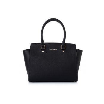 Geanta din piele ecologica cu bareta de umarqwfwqd - Negru - 27x32x14