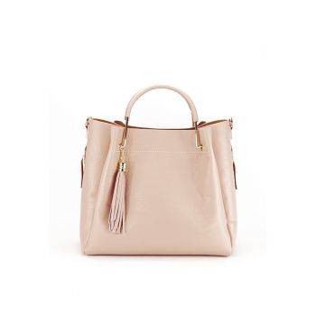 Geanta din piele naturala Ariana 122 Negru 8836 - Roz deschis