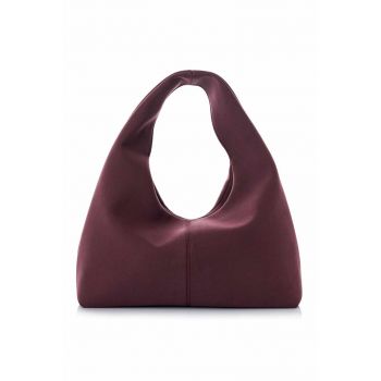 Geanta hobo  din piele intoarsa sintetica - Visiniu - 18 x 40 x 13 CM