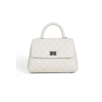 Geantă matlasata din piele Keely - Crem - L: 23 cm/ 19 cm H: 15 cm A: 7 cm