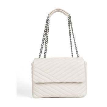 Geantă matlasata din piele Trey - Crem - L: 30 cm H: 20 cm A: 9 cm