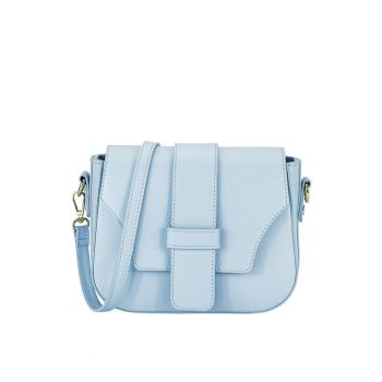 Geanta medie din piele naturala 2031 127 - Albastru - 17x21x7