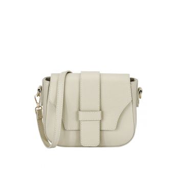 Geanta medie din piele naturala 2031 127 - Bej - 17x21x7