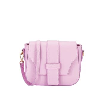 Geanta medie din piele naturala 2031 127 - Roz - 17x21x7