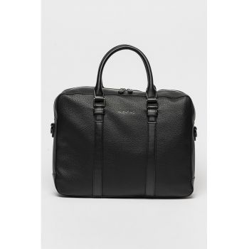 Geanta messenger din piele Efeo - Negru