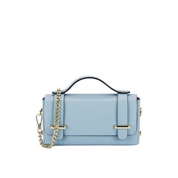 Geanta mica din piele naturala 1870 06 - Albastru - 10x19x5