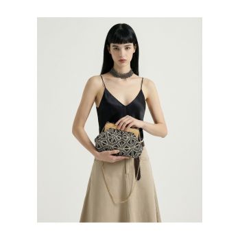 Geanta plic cu bareta subtire de lant Elowen Ultra - Negru