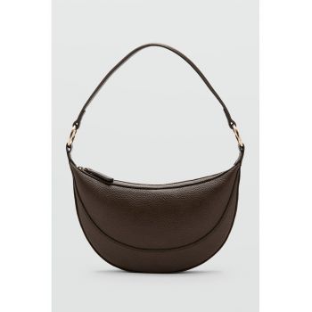 Geanta semiluna de piele ecologic - Maro inchis