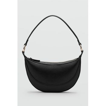 Geanta semiluna de piele ecologic - Negru