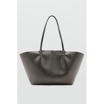 Geanta shopper de piele ecologica - Gri inchis