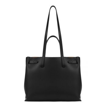 Geanta shopper din piele cu model uni - Negru