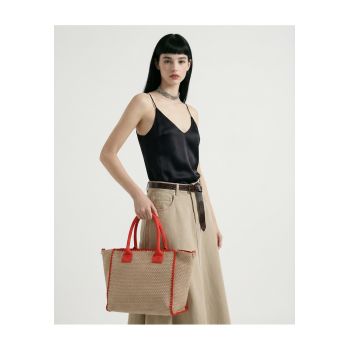 Geanta tote cu aspect tesut Auriga - Rosu