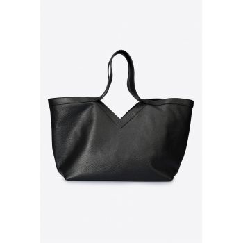 Geanta tote de piele - Negru