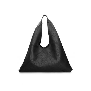 GianMarco - Geanta hobo de piele ecologica cu logo perforat Liviana Lux - Negru