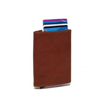 Portofel carduri unisex piele naturala - Paris - - Coniac