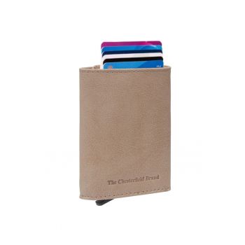 Portofel carduri unisex piele naturala - Paris - - Crem