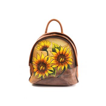 Rucsac dama maro floral F8382 - Multicolor - Universal