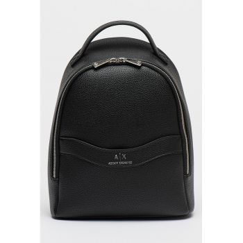 Rucsac de piele ecologica cu logo Wave - Negru