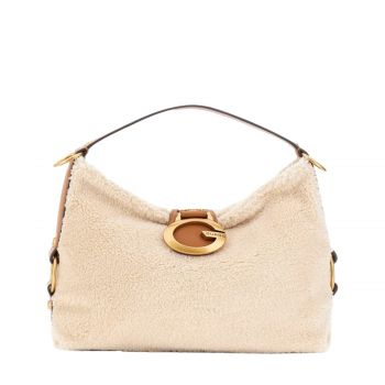 Camden faux fur shoulder bag natural/cognac