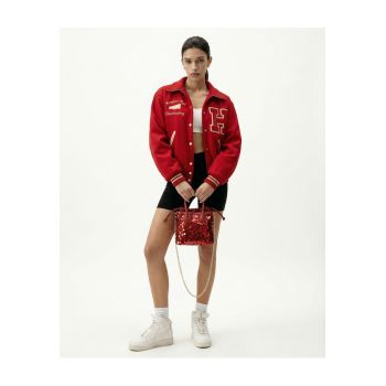 Geanta bucket cu paiete Zafira Plus - Rosu