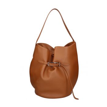 Geanta bucket de piele Edera Prime - Maro inchis