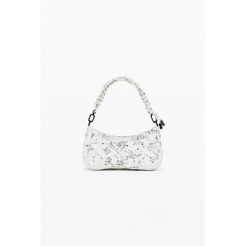 Geanta crossbody cu imprimeu text - Alb/Negru