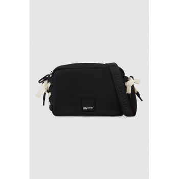 Geanta crossbody cu sireturi decorative - Negru