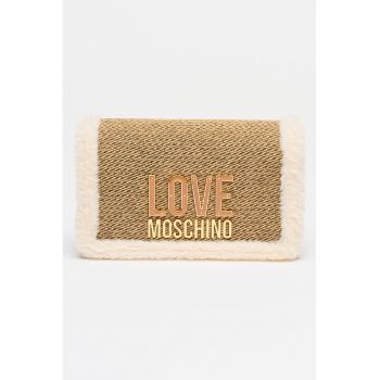 Geanta crossbody cu strat exterior pufos - Alb fildes/Maro deschis/Bej deschis