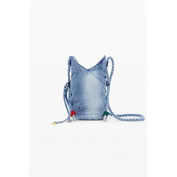 Geanta crossbody de denim - Albastru deschis melange