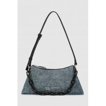 Geanta crossbody de denim cu logo - Albastru deschis