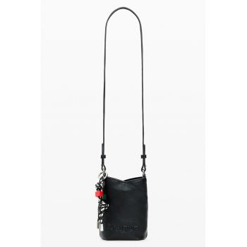 Geanta crossbody de piele ecologica - Alb/Negru antracit